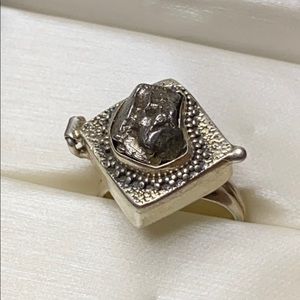 Sterling silver meteorite poison ring
